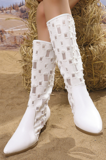 casual breathable stitching pu high stand boots