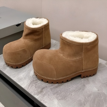 stylish 3 colors suede thick bottom fur lined warm ankle snow boots