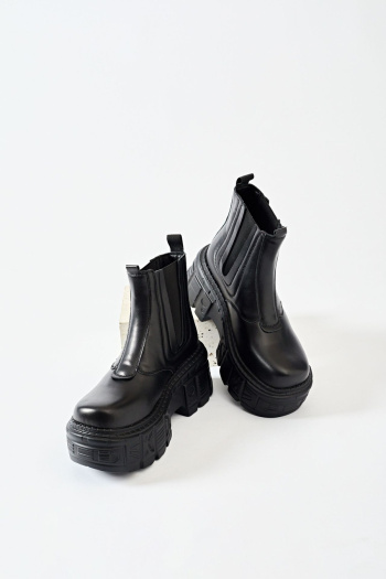 punk style pu leather pure color thick bottom chelsea boots