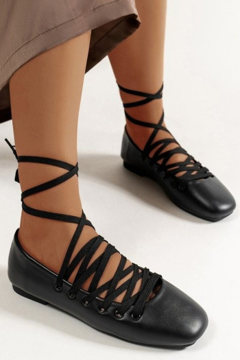 stylish pu leather strappy flat shoes