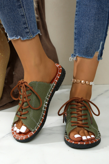 casual lace-up exposed toes decor slippers