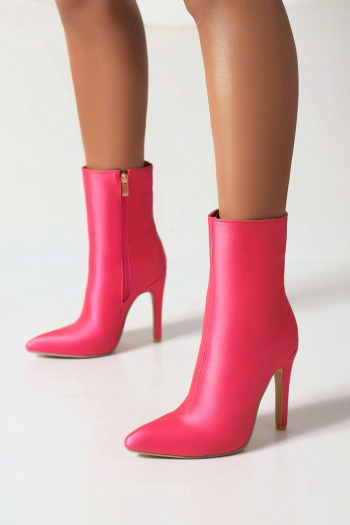 chic pu leather 4 colors pointed toe zip-up side high-heel boots