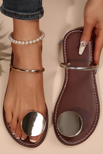 chic pu leather flat slippers