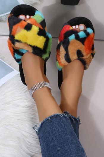 casual new cross multicolor plush slippers
