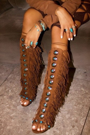 exquisite two colors tassel gemstone decor peep toe high-heel sandals