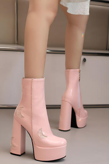 chic 4 colors glossy pu leather chunky high heel boots