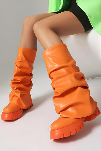 chic stylish pu leather 5 colors thick bottoms boots