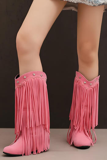 chic stylish suede 5 colors tassel metal five-pointed star boots