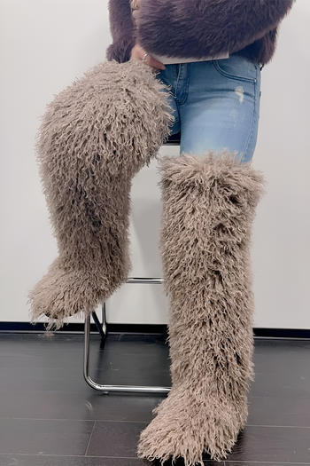 stylish faux wool high-tube over knee warm snow boots
