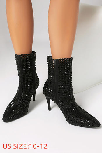 us size:10-12 chic rhinestone decor pointed high-heel boots
