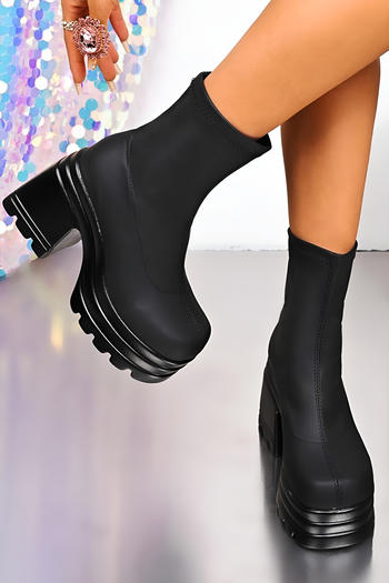 chic pu leather chunky high-heel martin boots