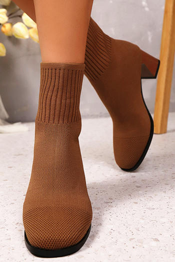 chic 3 colors knitted upper chunky heel martin boots