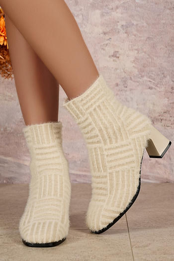 chic stylish knitted upper chunky heel martin boots