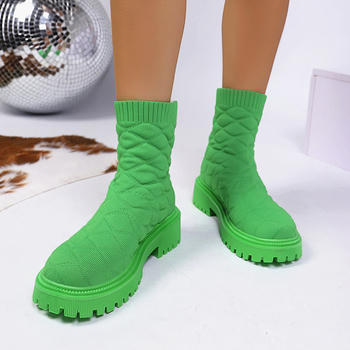chic 3 colors knitted upper thick bottom martin boots