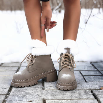 stylish suede upper with velvet lined chunky heel strappy martin boots
