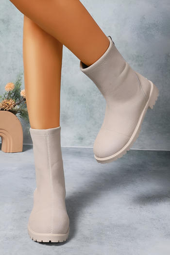 stylish suede upper solid colour zip-up back boots