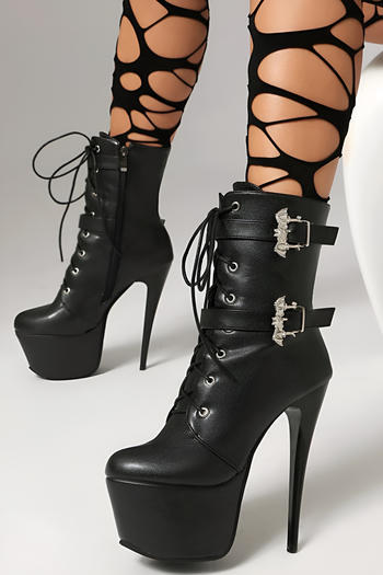 chic pu leather high heel strappy boots
