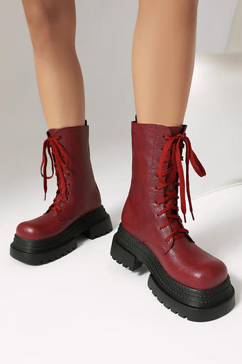 stylish 4 colors pu leather chunky heel strappy martin boots