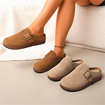 stylish comfortable suede upper one step flat slippers