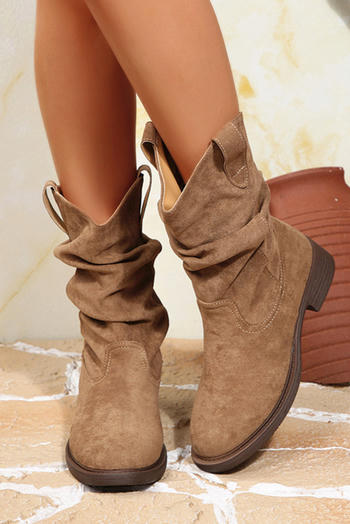 retro stylish suede upper chunky heel cowgirl boots