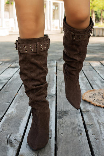 chic suede upper pointed toe high-tube high-heel boots