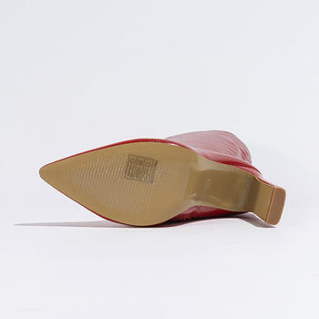 Chic pu leather 3 colors pointed toe chunky high-heel boots