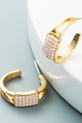1 pair Faux pearl metal design fashionable earrings