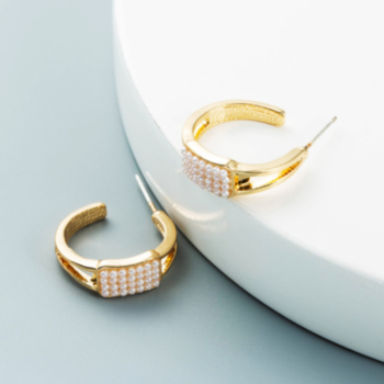 1 pair Faux pearl metal design fashionable earrings