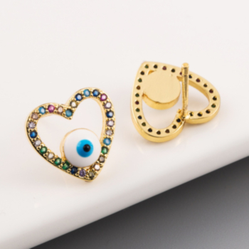 1 pair Heart shape design hollow out rhinestone fashion earrings