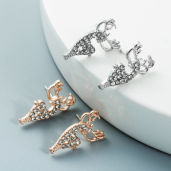 1 pair Elk shape design rhinestone fashionable earrings