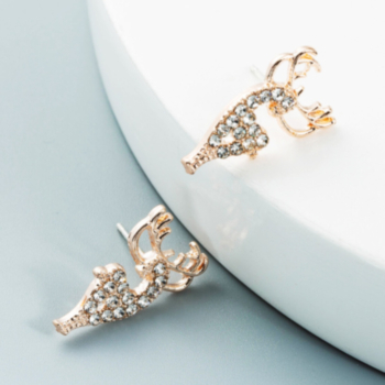 1 pair Elk shape design rhinestone fashionable earrings