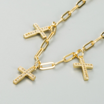1 pc Cross shape rhinestone golden simple fashionable bracelet