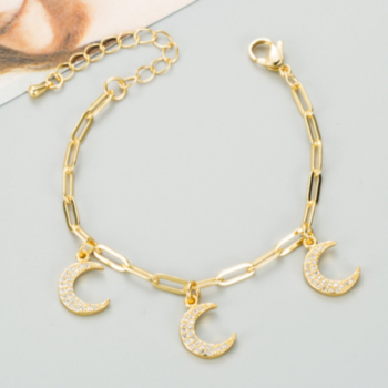 1 pc Moon rhinestone golden simple fashionable bracelet