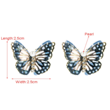 1 pair Butterfly-shaped faux pearl vintage fashionable earrings
