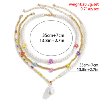 3 pc sets Faux pearl decor multicolor beaded fashionable vocation necklaces sets
