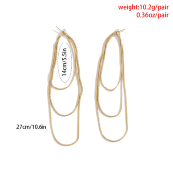 1 pair New style solid color multi-layer simple fashion metallic earrings