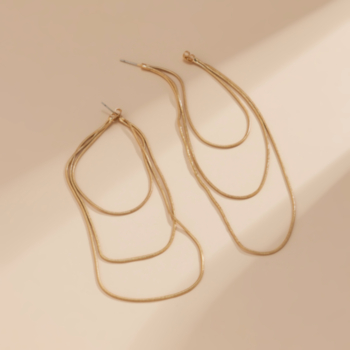 1 pair New style solid color multi-layer simple fashion metallic earrings