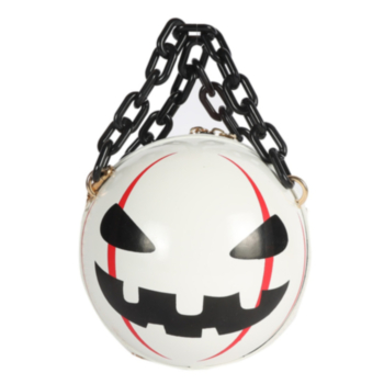 Halloween two color metal chain zip-up PU crossbody pumpkin bag