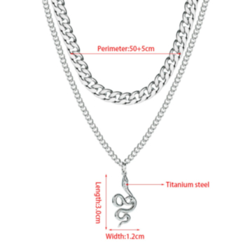 1 pc New style snake shaped pendant double layered fashion hip hop necklace