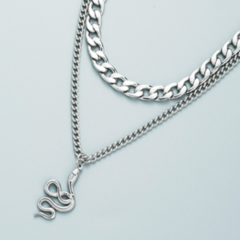 1 pc New style snake shaped pendant double layered fashion hip hop necklace