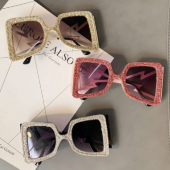 1 pc new style 4 colors rhinestone decor fashion square frame vintage sunglasses