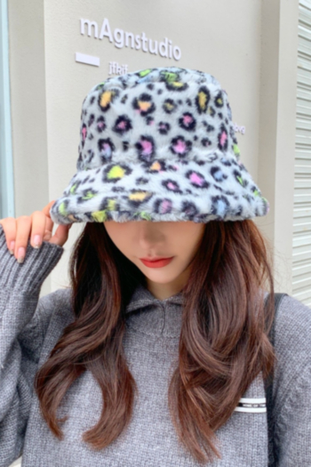 1 pc Autumn & Winter new style color polka dot batch printing tie-dye velvet bucket hat 56-58cm