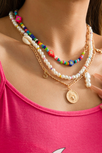 3 pc sets Holiday shell faux pearl multicolor beaded pendant fashion bohemi