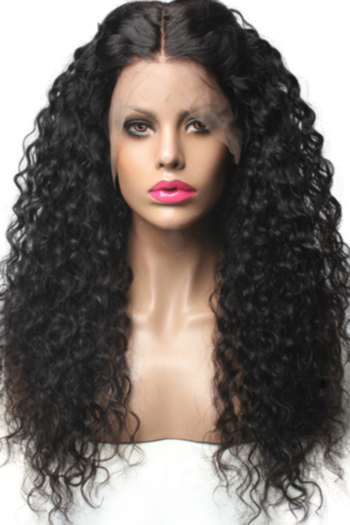 1 pc High quality synthetic front lace black long curly wigs(Length:24 inch)