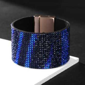 1 pc wide side gradient rhinestone cross buckle bracelet(length:6cm)