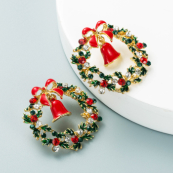 1 pair christmas new fashion simple garland bell bowknot decor earrings (length:3.5cm)