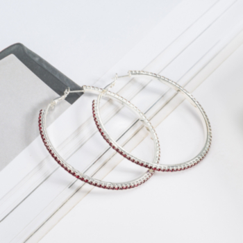 1 pair geometry rhinestone hoop earrings(length:5.5cm)