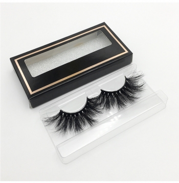 1 pair set real mink thick long false eyelashes with box(length:27mm)#4#