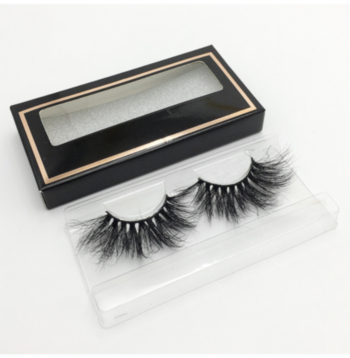 1 pair set real mink long false eyelashes with box(length:26mm)#6#