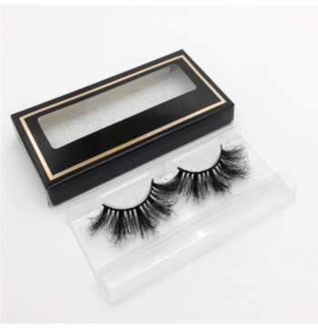 1 pair set real mink long false eyelashes with box(length:28mm)#7#